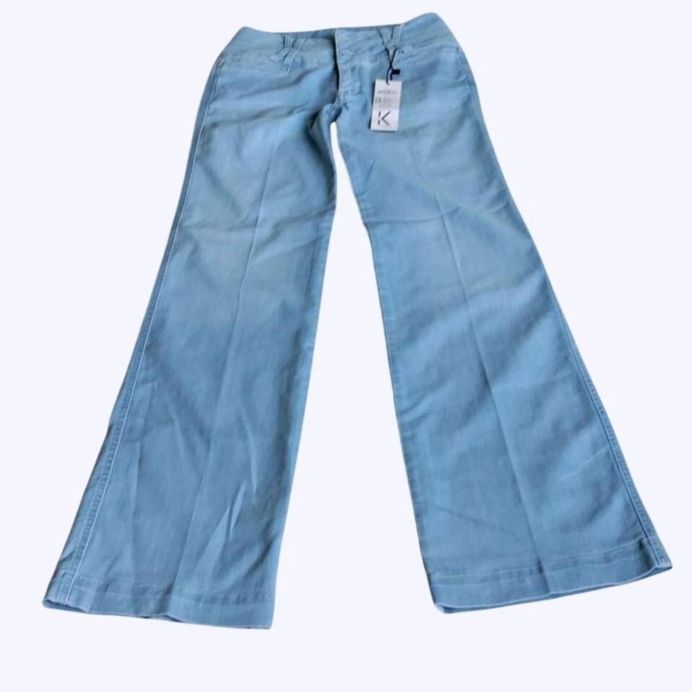 Karl Lagerfeld Samantha Wide Leg Flare Jeans Light Blue High Waist Size 29 XL 34